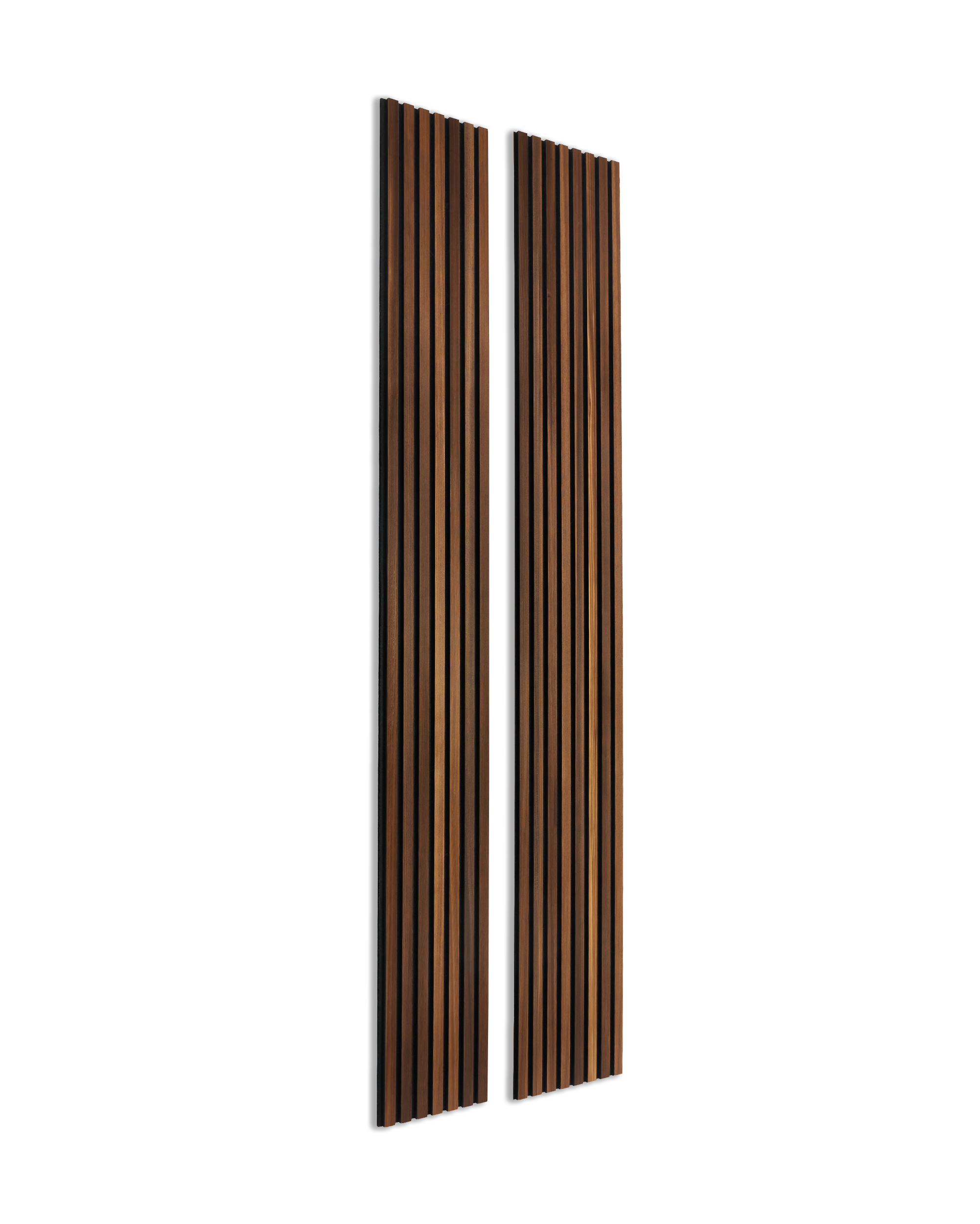 Akupanel | Acoustic Panel / Natural Wood, Smoked Larch, Black Felt, 240 x 60 cm